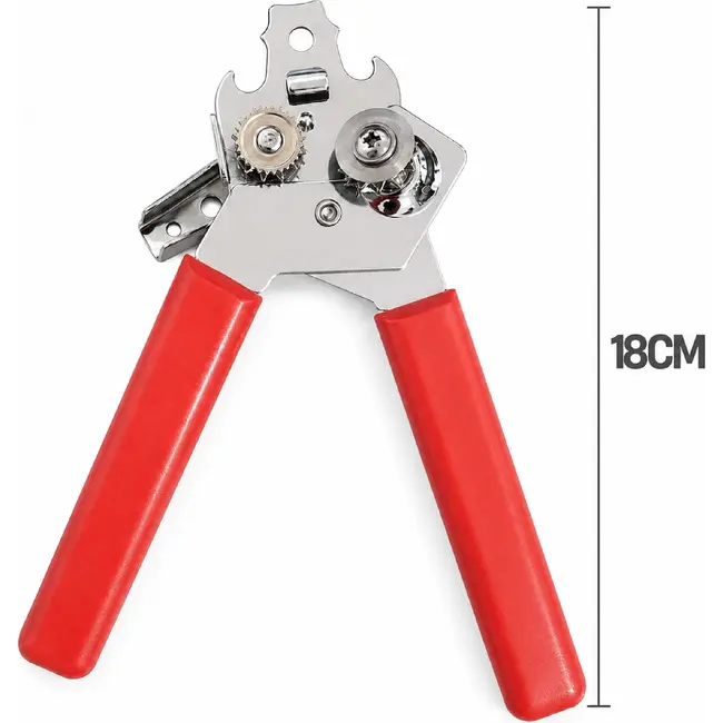RÖR Solingen Universele blikopener 18 cm rood met comfortabel handvat