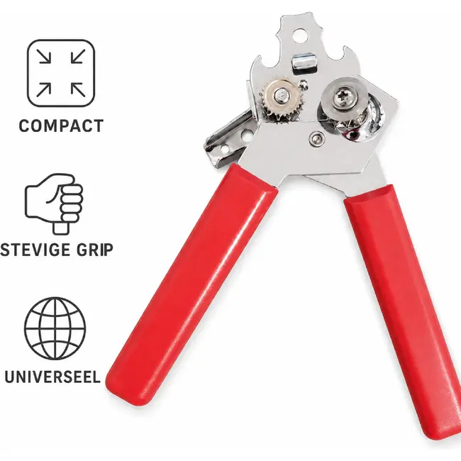 RÖR Solingen Universele blikopener 18 cm rood met comfortabel handvat