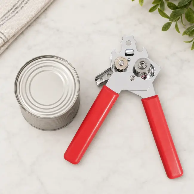 RÖR Solingen Universele blikopener 18 cm rood met comfortabel handvat