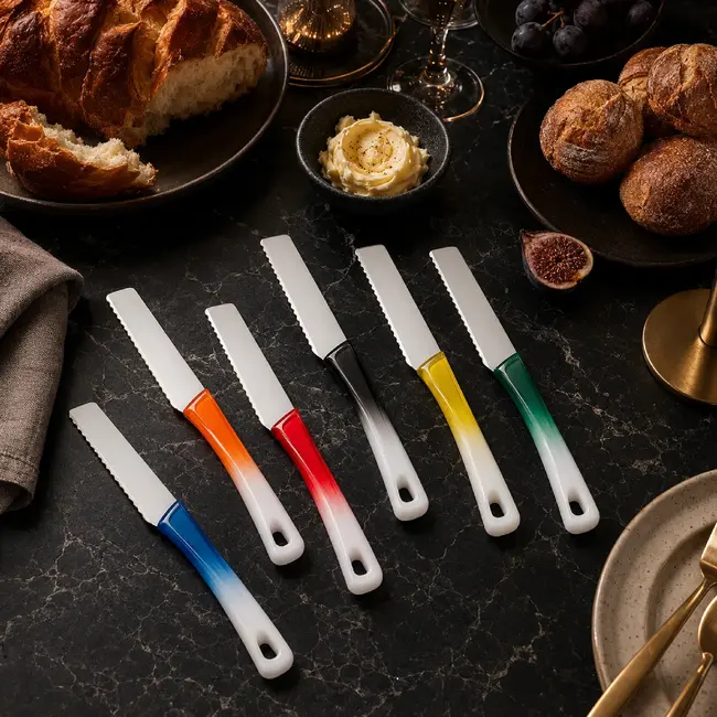 RÖR Solingen Broodmes 10 cm met Bi-Color wit/rode handgreep