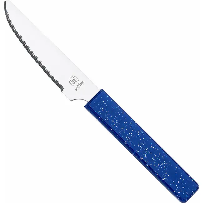RÖR Solingen Broodmes 10 cm met blauwe handgreep en glitterafwerking