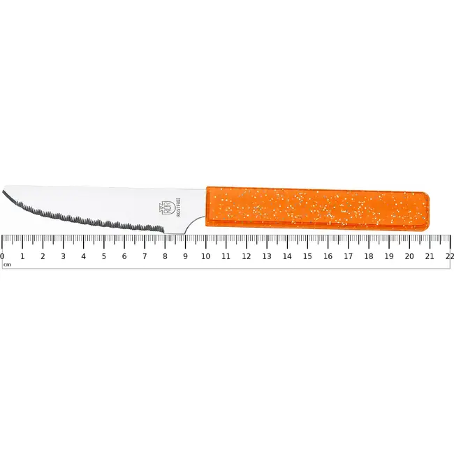 RÖR Solingen Broodmes 10 cm met oranje handgreep en glitterafwerking
