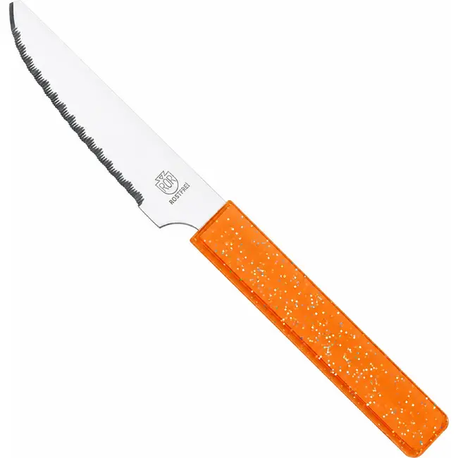RÖR Solingen Broodmes 10 cm met oranje handgreep en glitterafwerking