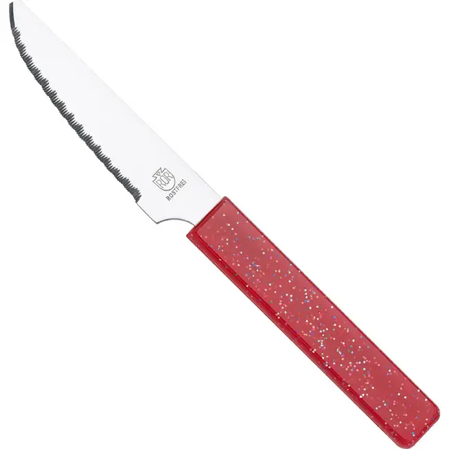 RÖR Solingen Broodmes 10 cm met rode handgreep en glitterafwerking