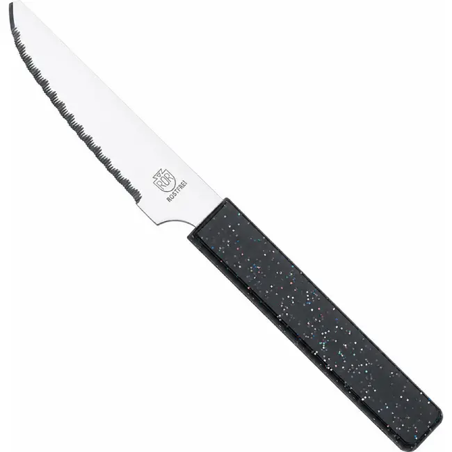 RÖR Solingen Broodmes 10 cm met zwarte handgreep en glitterafwerking