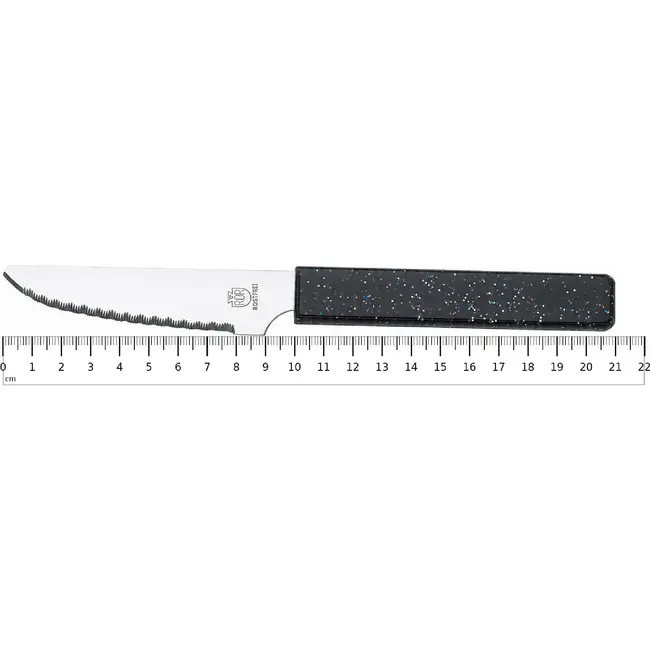 RÖR Solingen Broodmes 10 cm met zwarte handgreep en glitterafwerking