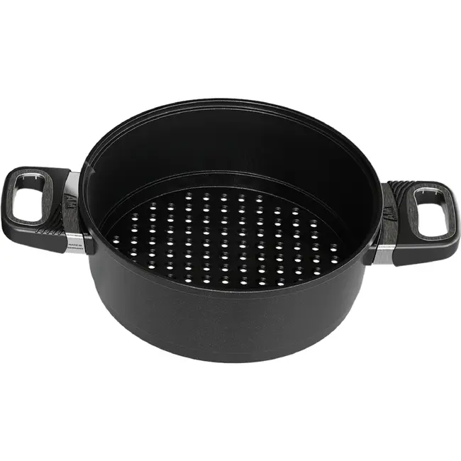 AMT Gastroguss Glazen stoominzet – Ø 24 cm – Hittebestendig – Perforatie voor efficiënt stomen – Ovenbestendig