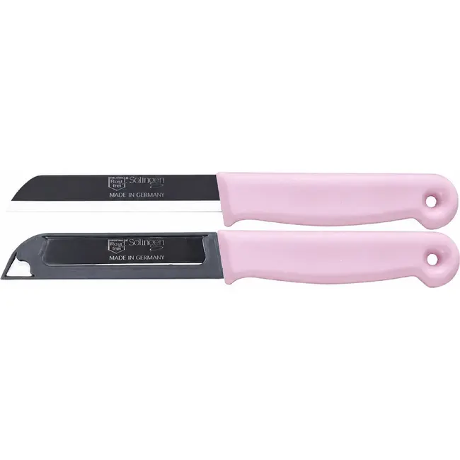 Solingen Schilmesje – RVS Glad – 18,5 cm met Blade Cover – Pastelroze – 10 stuks