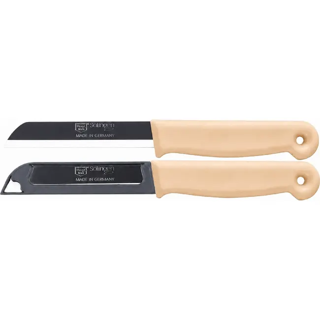 Solingen Schilmesje – RVS Glad – 18,5 cm met Blade Cover – Pastelbeige – 10 stuks