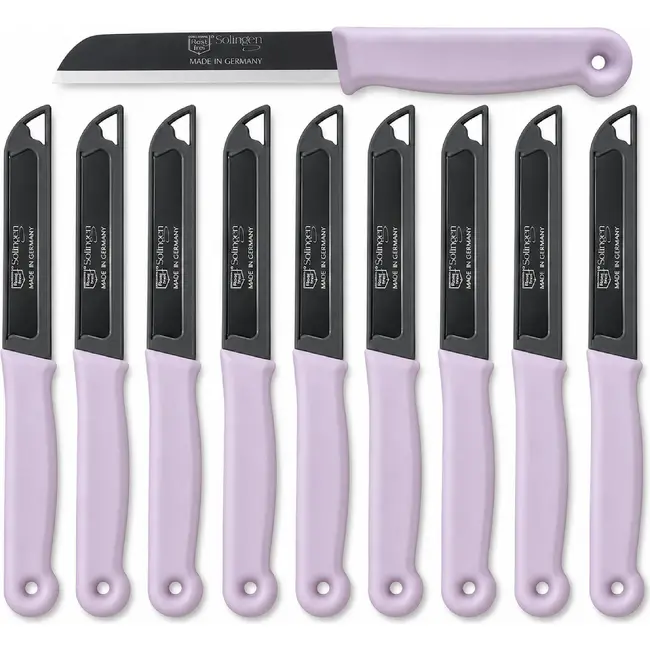Solingen Schilmesje – RVS Glad – 18,5 cm met Blade Cover – Pastellila – 10 stuks