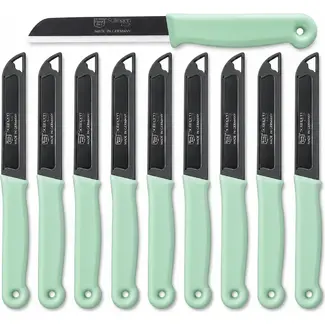 Solingen Schilmesje – RVS Glad – 18,5 cm met Blade Cover – Pastelgroen – 10 stuks