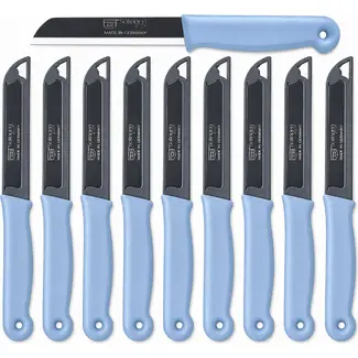 Solingen Kartelmes – Tomatenmes met Kartel – RVS – 18,5 cm met Blade Cover – Pastelblauw – 10 stuks