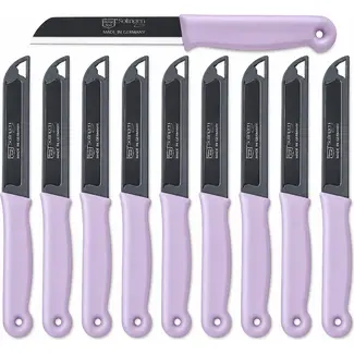 Solingen Kartelmes – Tomatenmes met Kartel – RVS – 18,5 cm met Blade Cover – Pastellila – 10 stuks