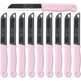 Solingen Kartelmes – Tomatenmes met Kartel – RVS – 18,5 cm met Blade Cover – Pastelroze – 10 stuks