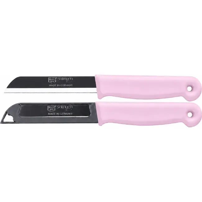 Solingen Kartelmes – Tomatenmes met Kartel – RVS – 18,5 cm met Blade Cover – Pastelroze – 10 stuks