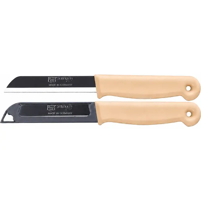 Solingen Kartelmes – Tomatenmes met Kartel – RVS – 18,5 cm met Blade Cover – Pastelbeige – 10 stuks