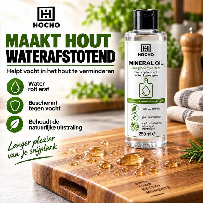 HOCHO Minerale Olie voor Hout en Bamboe Snijplanken – Voedselveilig – 30ml