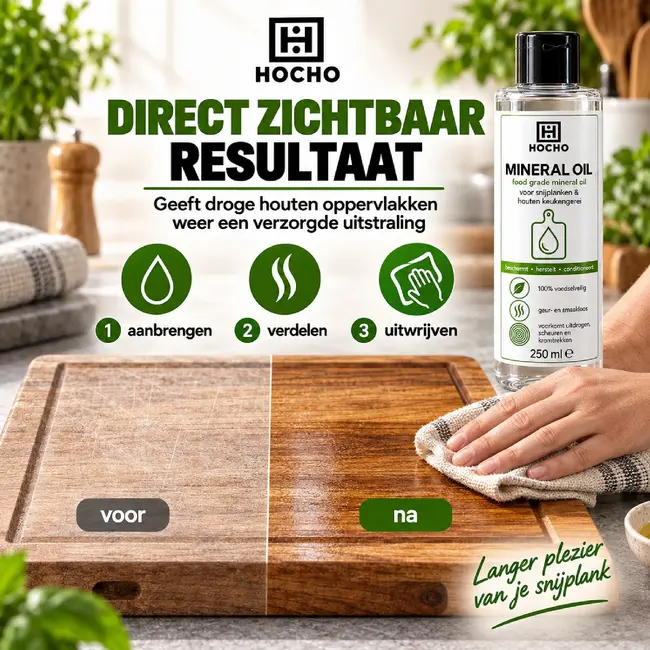 HOCHO Minerale Olie voor Hout en Bamboe Snijplanken – Voedselveilig – 1000ml