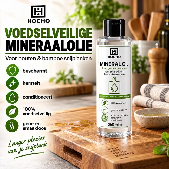 HOCHO Minerale Olie voor Hout en Bamboe Snijplanken – Voedselveilig – 1000ml