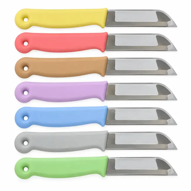 Solingen Schilmesje – RVS Glad – 16 cm met Blade Cover – Pastelkleuren Mix – 7 Stuks