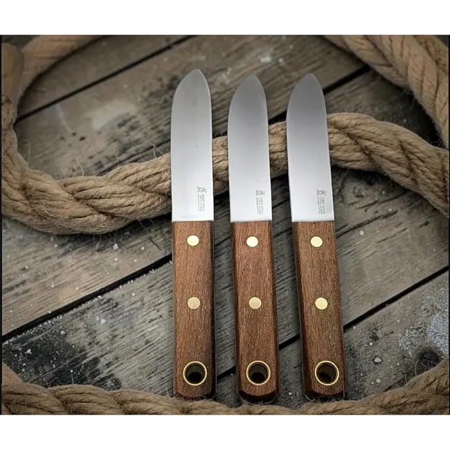 Robert Herder Matrozenmes 130 mm met roestvaststalen lemmet, Cumarú handgreep en leren schede voor aan boord