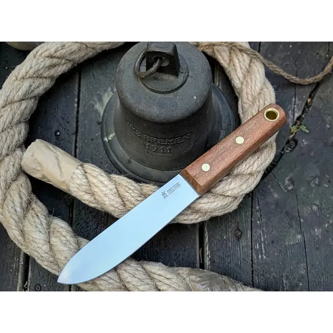 Robert Herder Matrozenmes 130 mm met roestvaststalen lemmet, Cumarú handgreep en leren schede voor aan boord