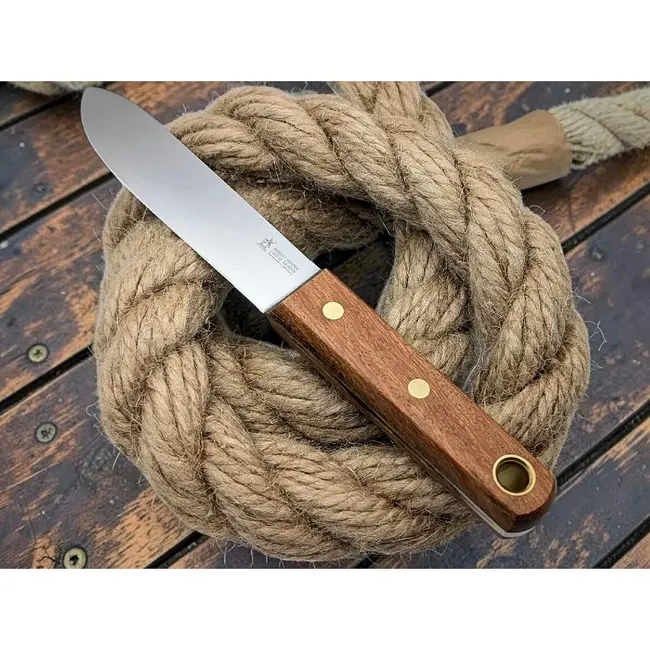 Robert Herder Matrozenmes 130 mm met roestvaststalen lemmet, Cumarú handgreep en leren schede voor aan boord