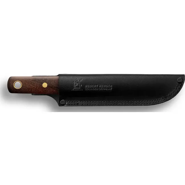 Robert Herder Matrozenmes 130 mm met roestvaststalen lemmet, Cumarú handgreep en leren schede voor aan boord