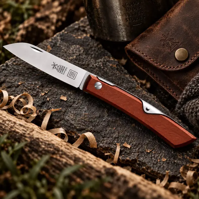 Robert Herder IBEX 80 S – Zakmes 80 mm – Carbonstaal – Pruimenhout – Slipjoint