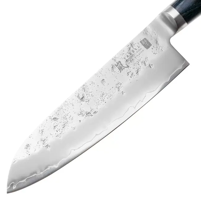 Yaxell Sunago – Santokumes 16,5 cm met Ginsan-staal en donkerblauw pakkahout