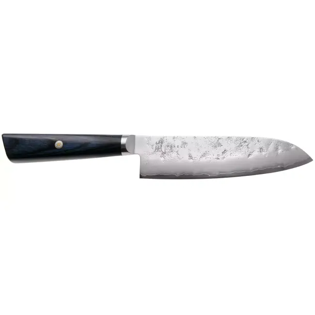 Yaxell Sunago – Santokumes 16,5 cm met Ginsan-staal en donkerblauw pakkahout