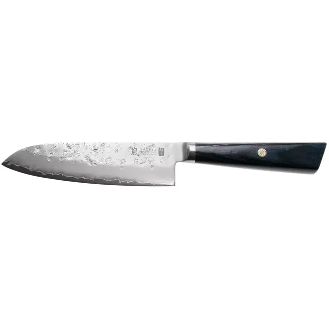 Yaxell Sunago – Santokumes 16,5 cm met Ginsan-staal en donkerblauw pakkahout