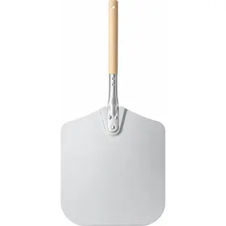 HENDI Vierkante pizzaschep – korte houten handgreep – aluminium – 405x760 mm