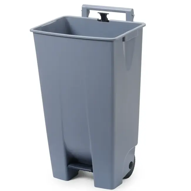 HENDI Afvalcontainer 120 liter met pedaalbediening - polypropyleen - 51x42,5x(H)87,5 cm - lichtgrijs - met wielen - voor horeca en keuken