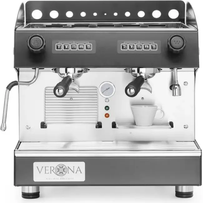HENDI Koffiemachine Julia Compact – 2-groeps – automatisch – Zwart – 230V/2700W – 475x563x(H)530mm