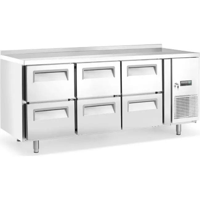 HENDI Koelwerkbank – 6 lades – 135L – Zilver – 230V/400W – 1795x700x(H)840mm