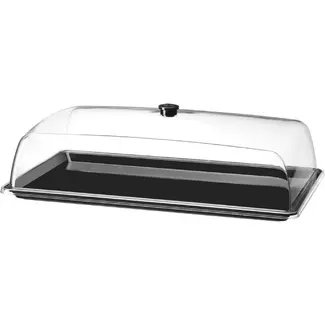 HENDI Buffettray GN 1/1 met transparant deksel en zwarte PS-schaal