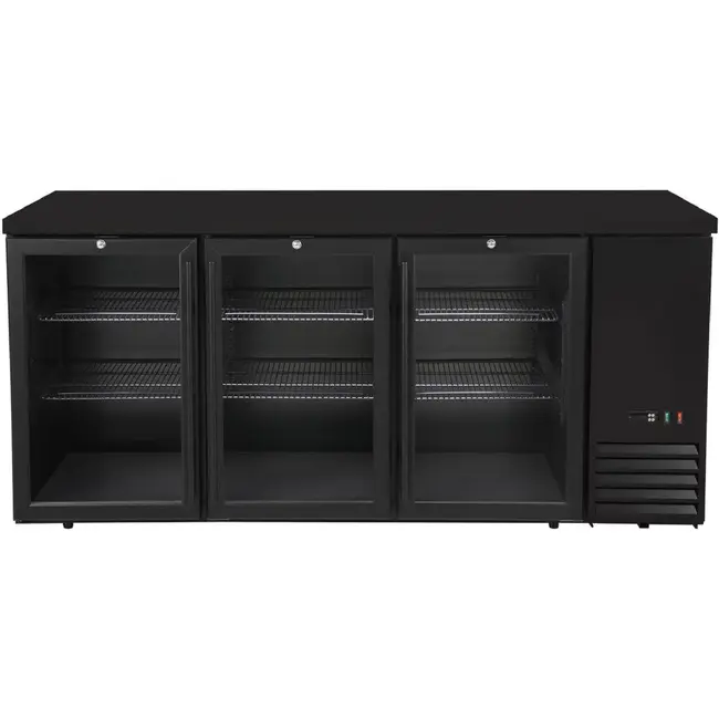 HENDI Bar koelwerkbank – glazen deuren – 6 planken – 493L – Zwart – 230V/185W – 1826x631x(H)865mm