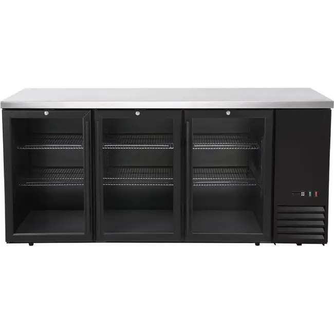 HENDI Bar koelwerkbank – glazen deuren – 6 planken – 493L – Zwart – 230V/185W – 1826x631x(H)865mm