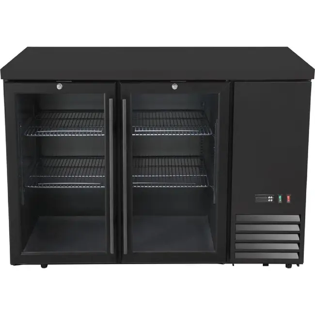 HENDI Bar koelwerkbank – glazen deuren – 4 planken – 283L – Zwart – 230V/185W – 1217x631x(H)865mm
