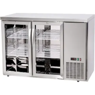 Arktic Bar koelwerkbank – glazen deuren – 4 planken – 283L – Zilver – 230V/185W – 1217x631x(H)865mm