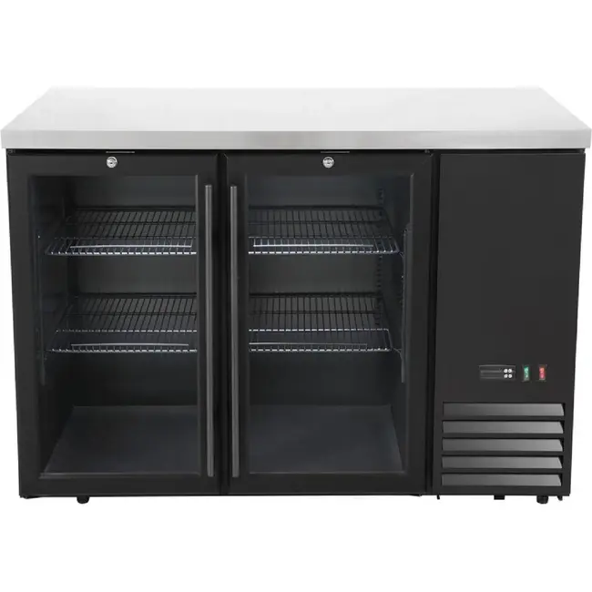 HENDI Bar koelwerkbank – glazen deuren – 4 planken – 283L – Zwart – 230V/185W – 1217x631x(H)865mm