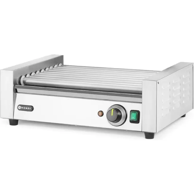 HENDI Worstenroller grill – 1 zone – Zilver – 230V/790W – 566x450x(H)192mm – Rechthoekig