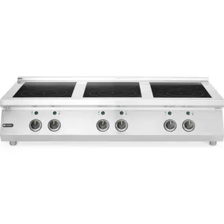HENDI Inductiekookplaat – 6 kookzones – 3x3.5 kW hobs & 3x5 kW hobs – 400V/25500W – 1200x700x(H)311mm