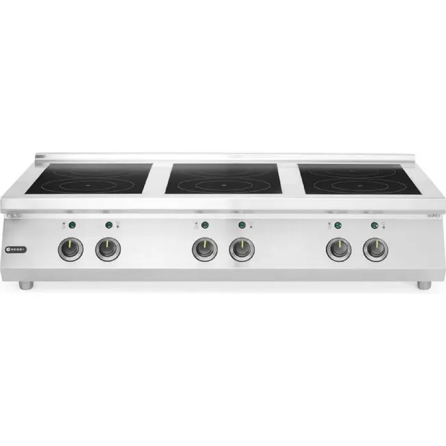 HENDI Inductiekookplaat – 6 kookzones – 3x3.5 kW hobs & 3x5 kW hobs – 400V/25500W – 1200x700x(H)311mm