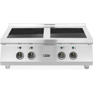 HENDI Inductiekookplaat – 4 kookzones – 2x3.5 kW hobs & 2x5 kW hobs – 400V/17000W – 800x700x(H)311mm