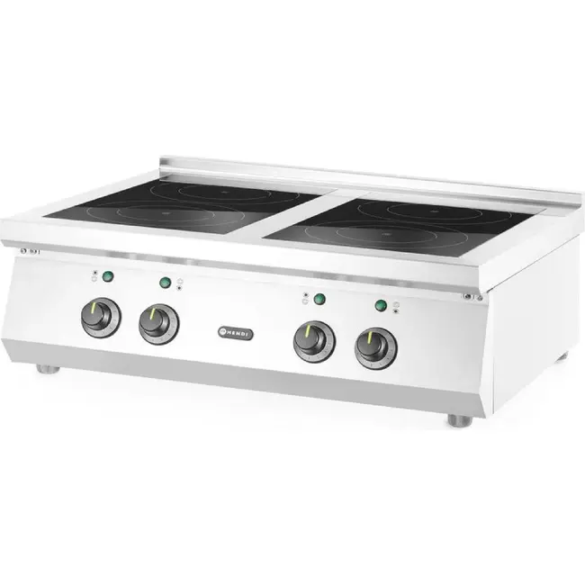 HENDI Inductiekookplaat – 4 kookzones – 2x3.5 kW hobs & 2x5 kW hobs – 400V/17000W – 800x700x(H)311mm