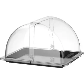 HENDI Rolltopdisplay GN 1/2 zwart met transparant deksel van PS
