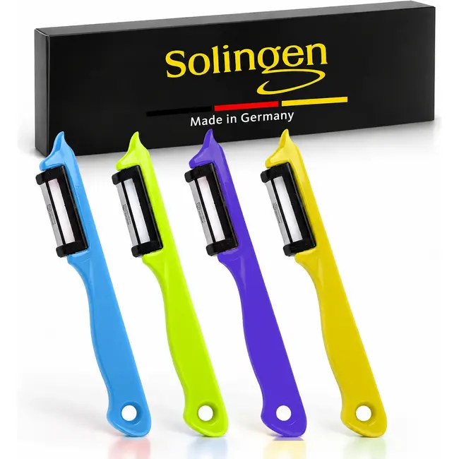 Solingen Dunschiller Enkel Mes – voor Fruit- en Groenteschiller – Kunststof – Frisse Mix – 4 Delige