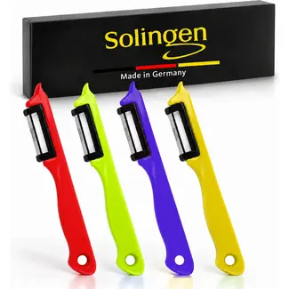 Solingen Dunschiller Enkel Mes – voor Fruit- en Groenteschiller – Kunststof – Kleurrijke Mix – 4 Delige